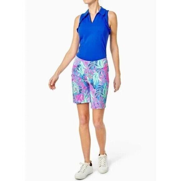 Lilly Pulitzer Reid Shorts Womens Size 0 XS UPF 50+ Luxletic Porto Blue Golf NWT - Picture 2 of 16